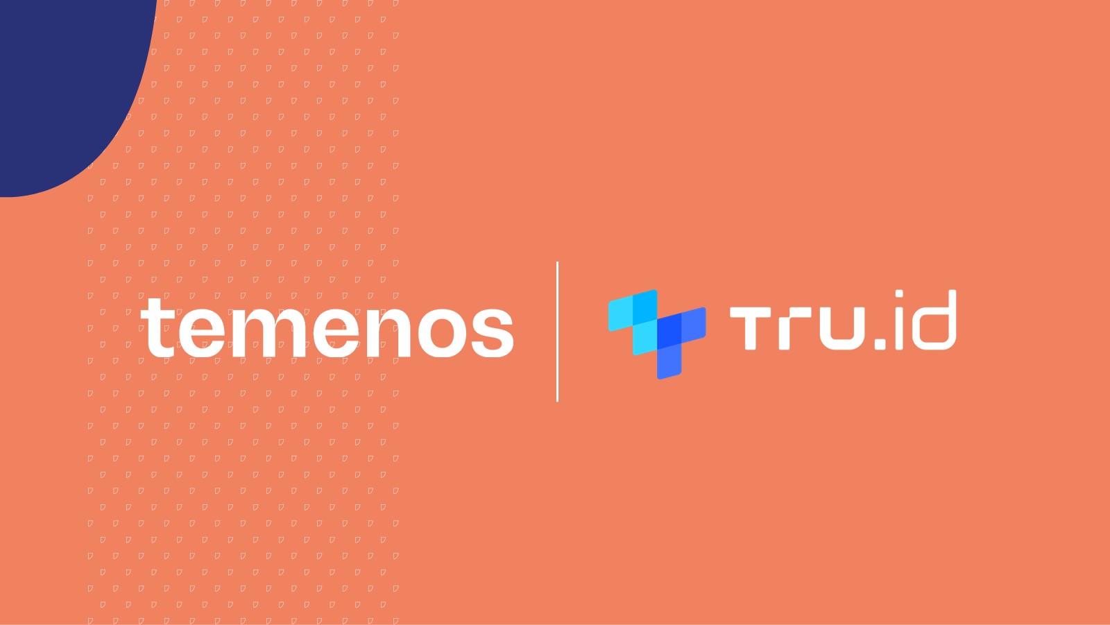 Los logotipos de Temenos y tru.ID sobre fondo naranja.